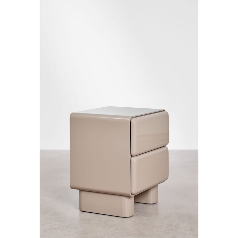 Szafka nocna 50x40 cm z dwoma szufladami z MDF Sheila, kawa z mlekiem