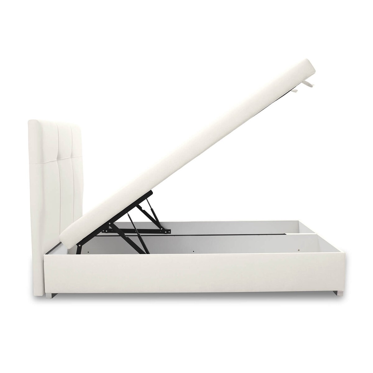 Łóżko tapicerowane BEHATI 180x200 z pojemnikiem, Kremowy, tkanina Megan 351