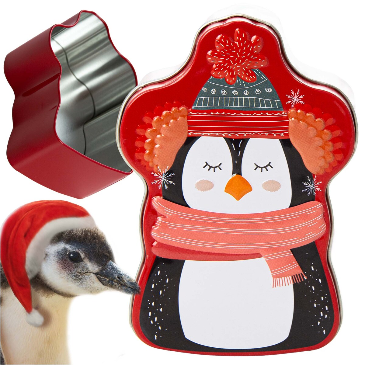 Puszka Na Pierniki Ciastka Herbatę Świąteczna Boże Narodzenie 9X13 Cm Pingwin