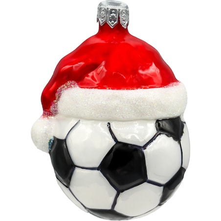 Bombka choinkowa ręcznie malowana: Piłka w czapce Mikołaja