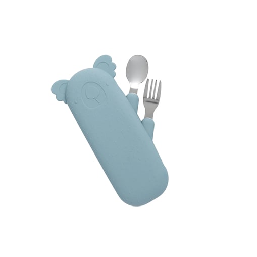 THE COTTON CLOUD sztućce w silikonowym pokrowcu, Koala / Jade