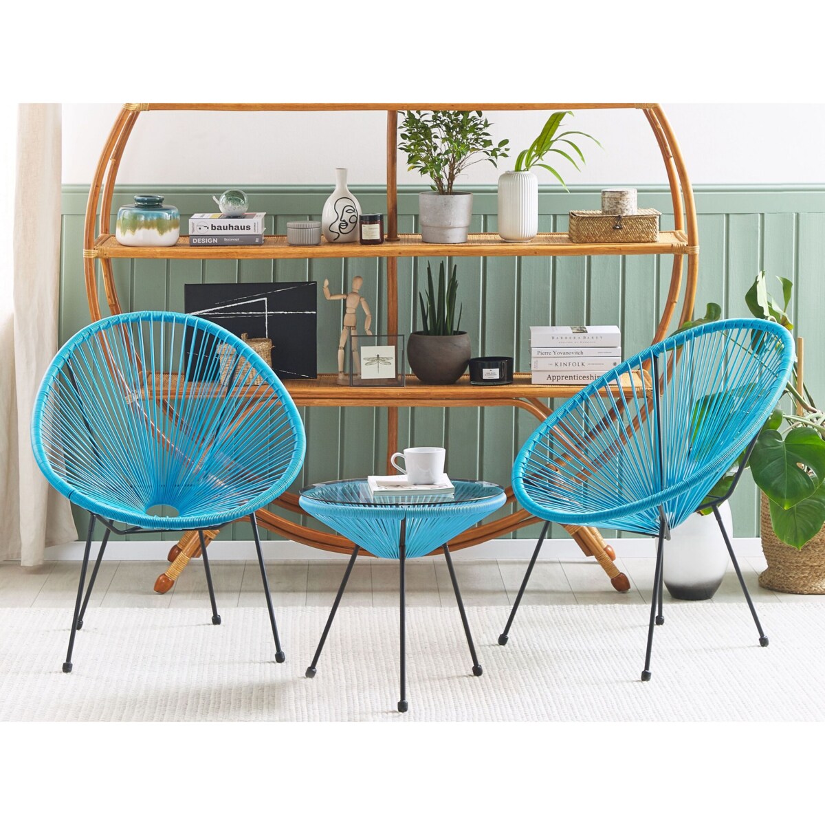 Zestaw mebli balkonowych z technorattanu niebieski ACAPULCO II