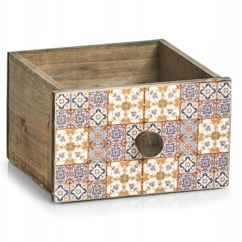 Pudełko Ozdobne Szufladka Vintage mozaika 17 x 18 x 11 Organizer na Drobiazgi