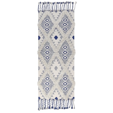 Dywan bawełniany 80 x 200 cm beżowo-niebieski MANAVGAT