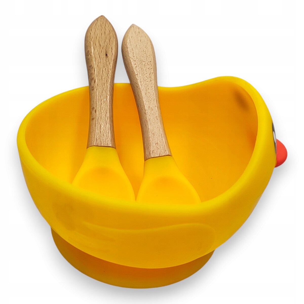 Miseczka z przyssawką silikonowa dla dziecka na przekąski łyżka widelec BLW