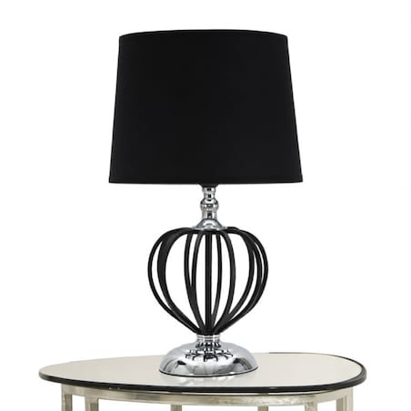 Lampa stołowa Darky, kolor czarny i srebrny, żelazo i PVC, 28 x 28 x 44,5 cm, 1 x E27, max. 40 W, styl glamour, do salonu i sypialni, Mauro Ferretti