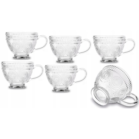 KUBEK FILIŻANKA szklanka 400 ml na herbatę kawę latte WZORZYSTA 6szt