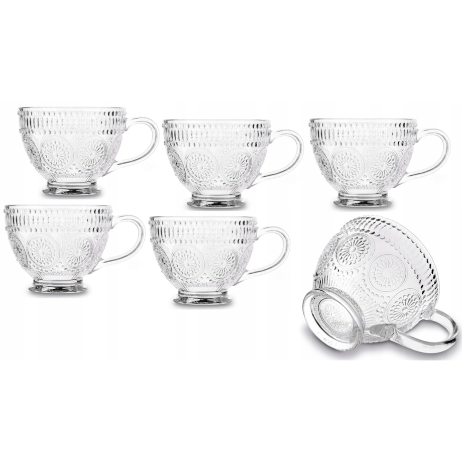 KUBEK FILIŻANKA szklanka 400 ml na herbatę kawę latte WZORZYSTA 6szt