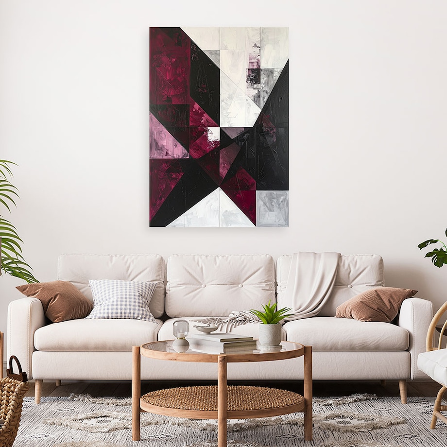 Obraz do salonu biura kuchni, Abstrakcja w odcieniach burgundu