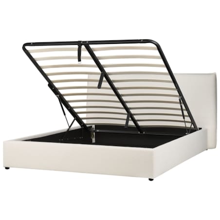 Łóżko z pojemnikiem boucle 160 x 200 cm złamana biel LAVAUR