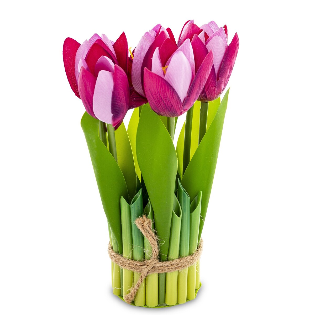 Dekoracja - bukiet sztucznych kwiatów 20x10x10 cm TULIPANY różowe ciemno-jasne