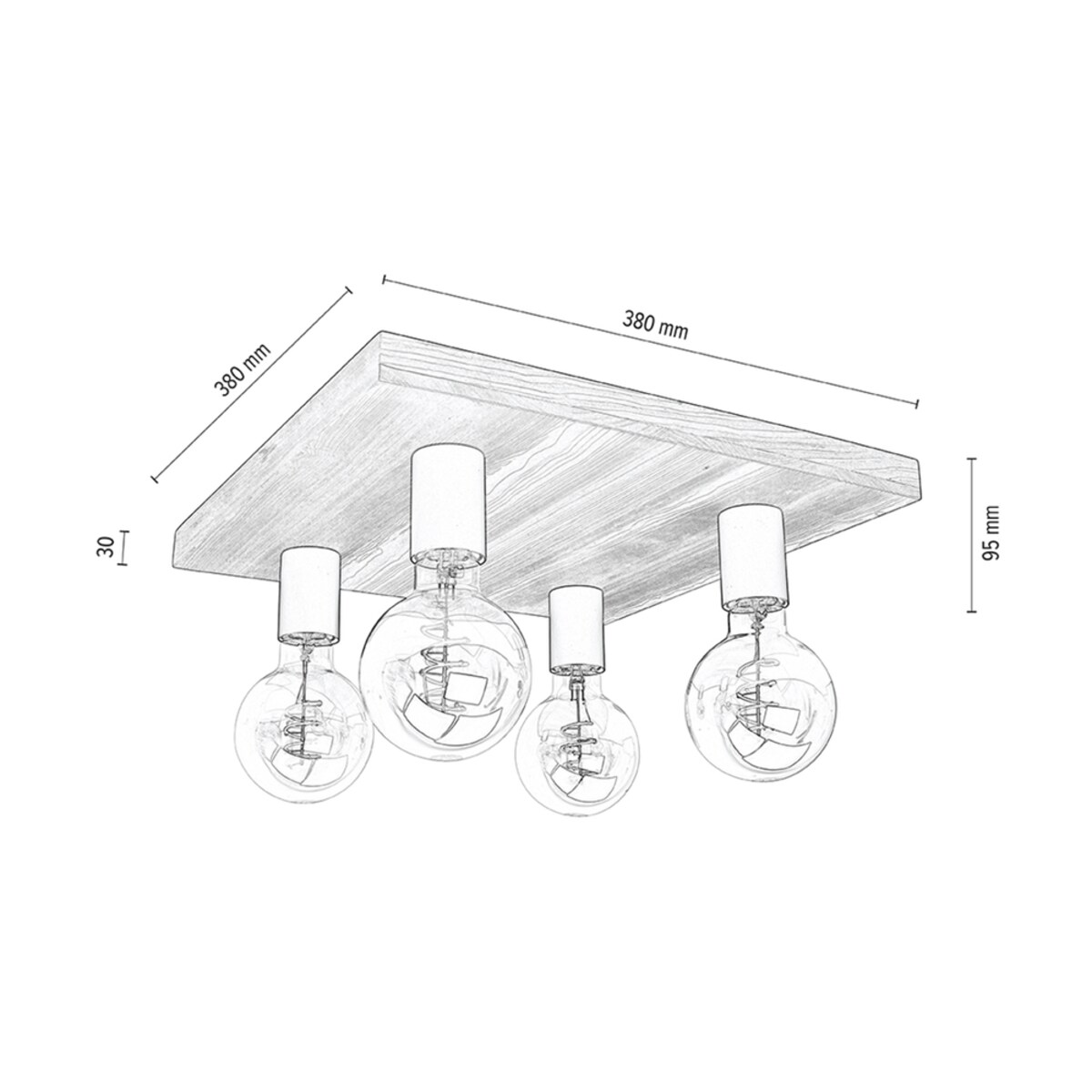 Drewniana Lampa Sufitowa BRITOP Lighting 4xE27 Max.60W Sosna Bejcowana Orzechowa FSC, Polski Producent, 1 szt.