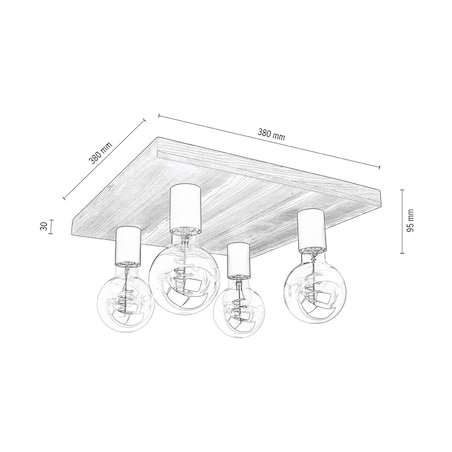 Drewniana Lampa Sufitowa BRITOP Lighting 4xE27 Max.60W Sosna Bejcowana Orzechowa FSC, Polski Producent, 1 szt.