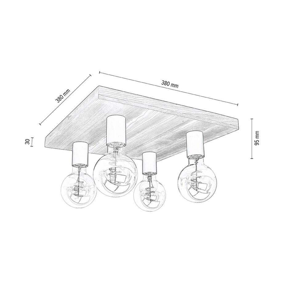 Drewniana Lampa Sufitowa BRITOP Lighting 4xE27 Max.60W Sosna Bejcowana Orzechowa FSC, Polski Producent, 1 szt.