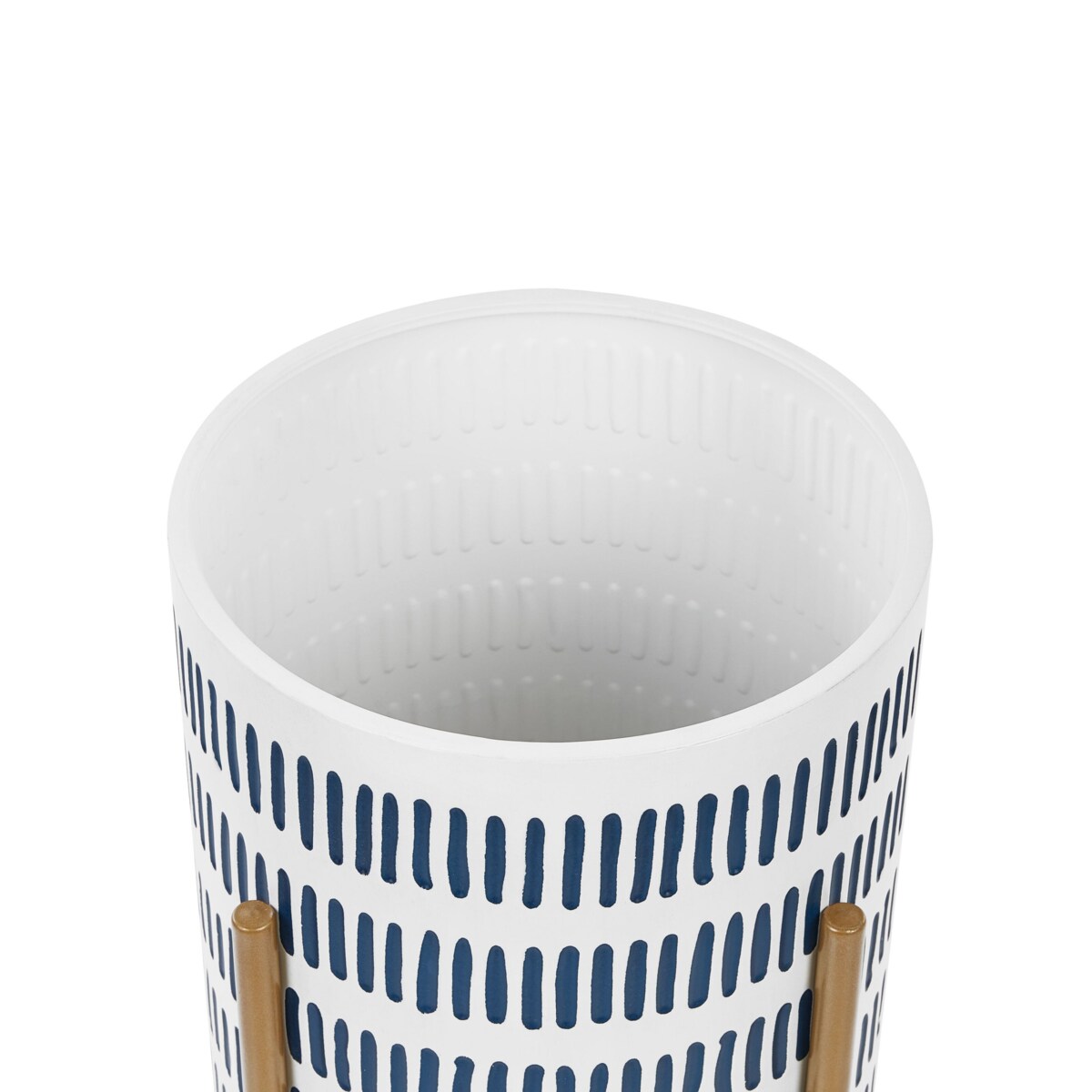 Doniczka na stojaku metalowa 31 x 31 x 58 cm biało-niebieska NEMOROSA