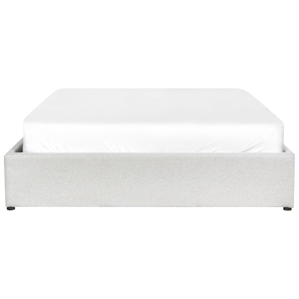 Łóżko z pojemnikiem tapicerowane 140 x 200 cm jasnoszare DINAN