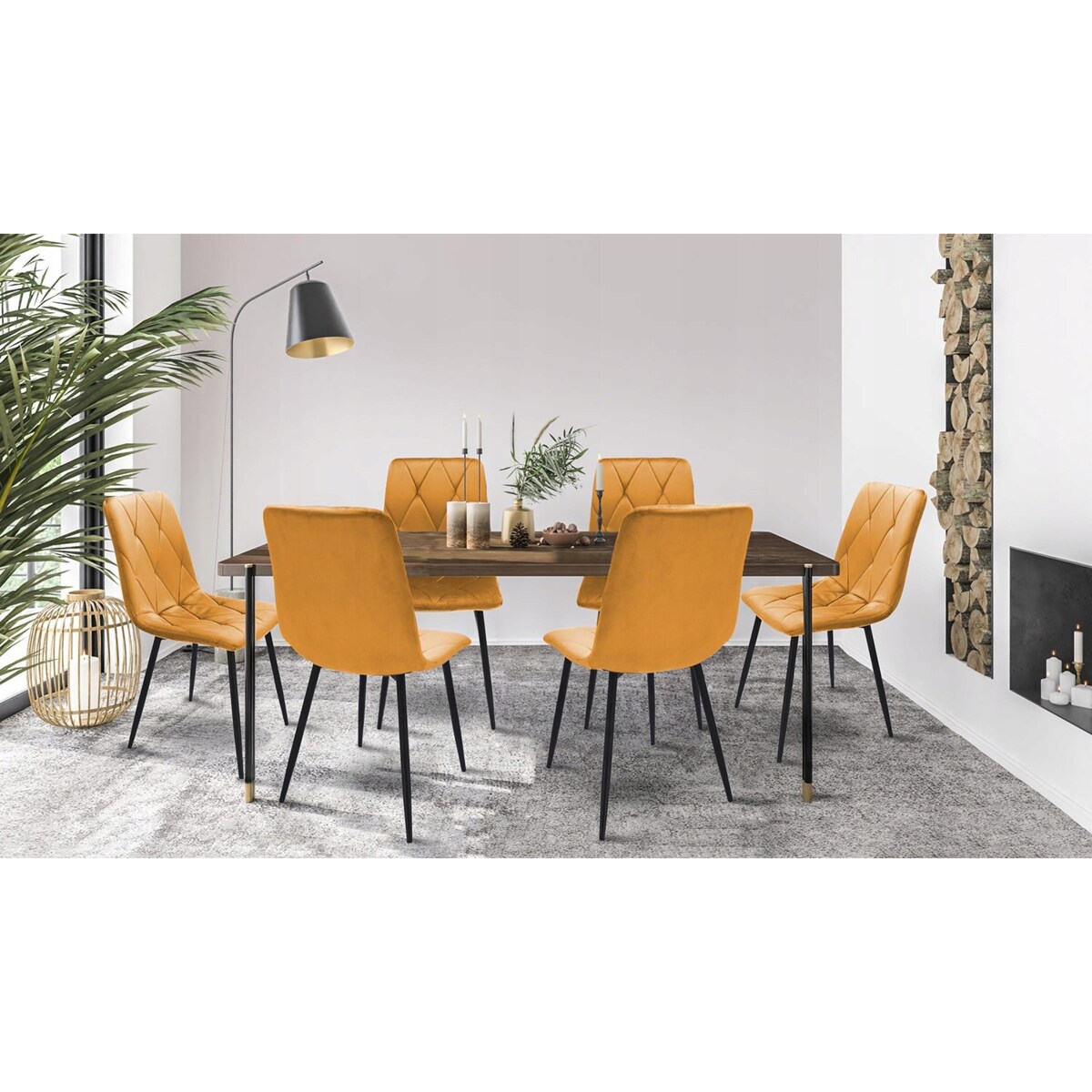 4 X Krzesło Tapicerowane Pikowane Welur Nowoczesne