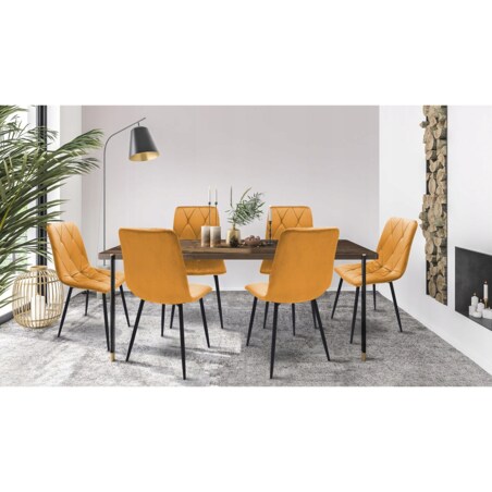 4 X Krzesło Tapicerowane Pikowane Welur Nowoczesne