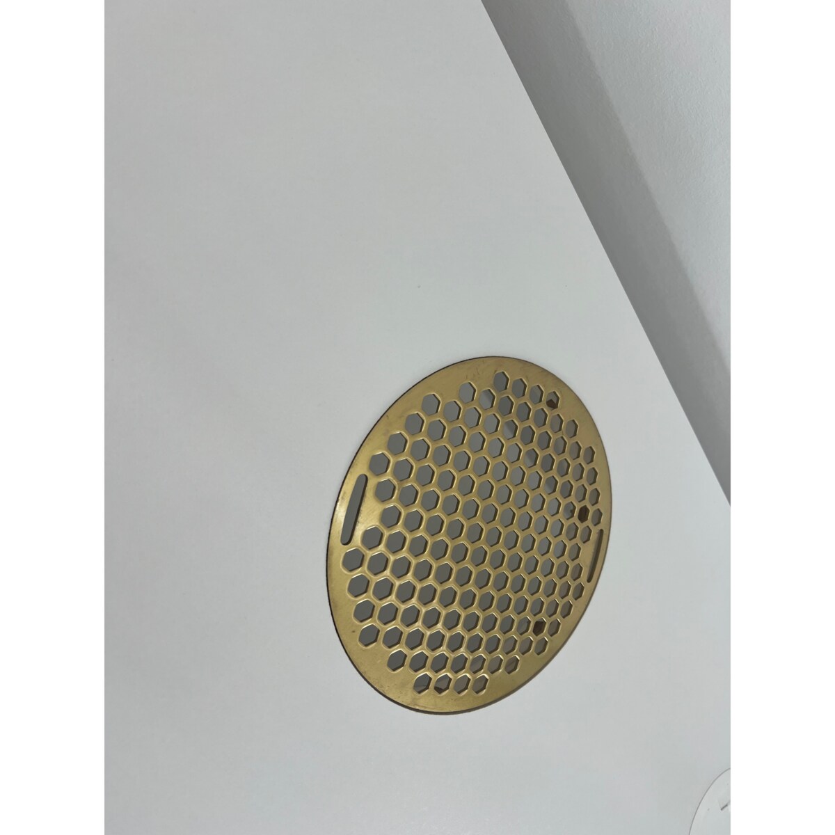 Biurko kosmetyczne z otworem na pochłaniacz biało-złote owalne 140x45x78