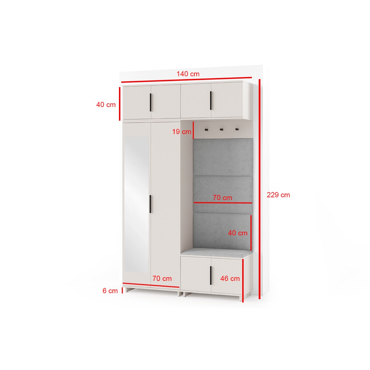 Zestaw do przedpokoju Napoli wersja 1 z panelami Trinity 33 beżowy