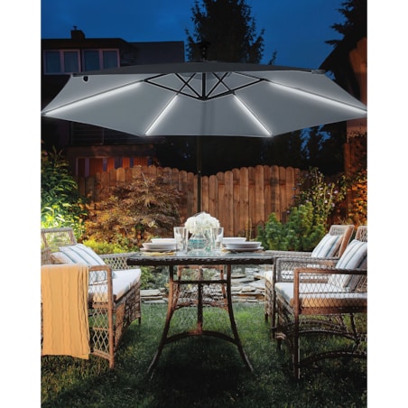 Parasol ogrodowy na wysięgniku LED 285 cm CORVAL Grafitowy
