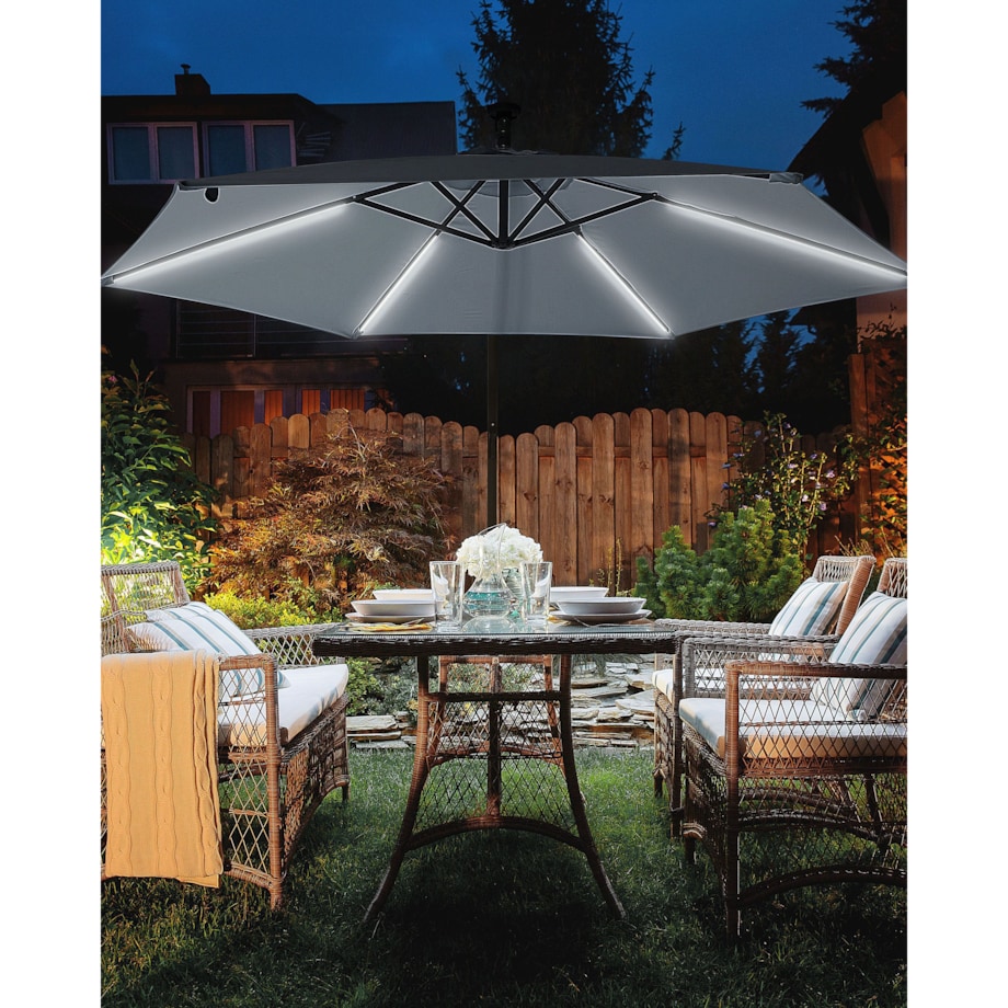 Parasol ogrodowy na wysięgniku LED 285 cm CORVAL Grafitowy