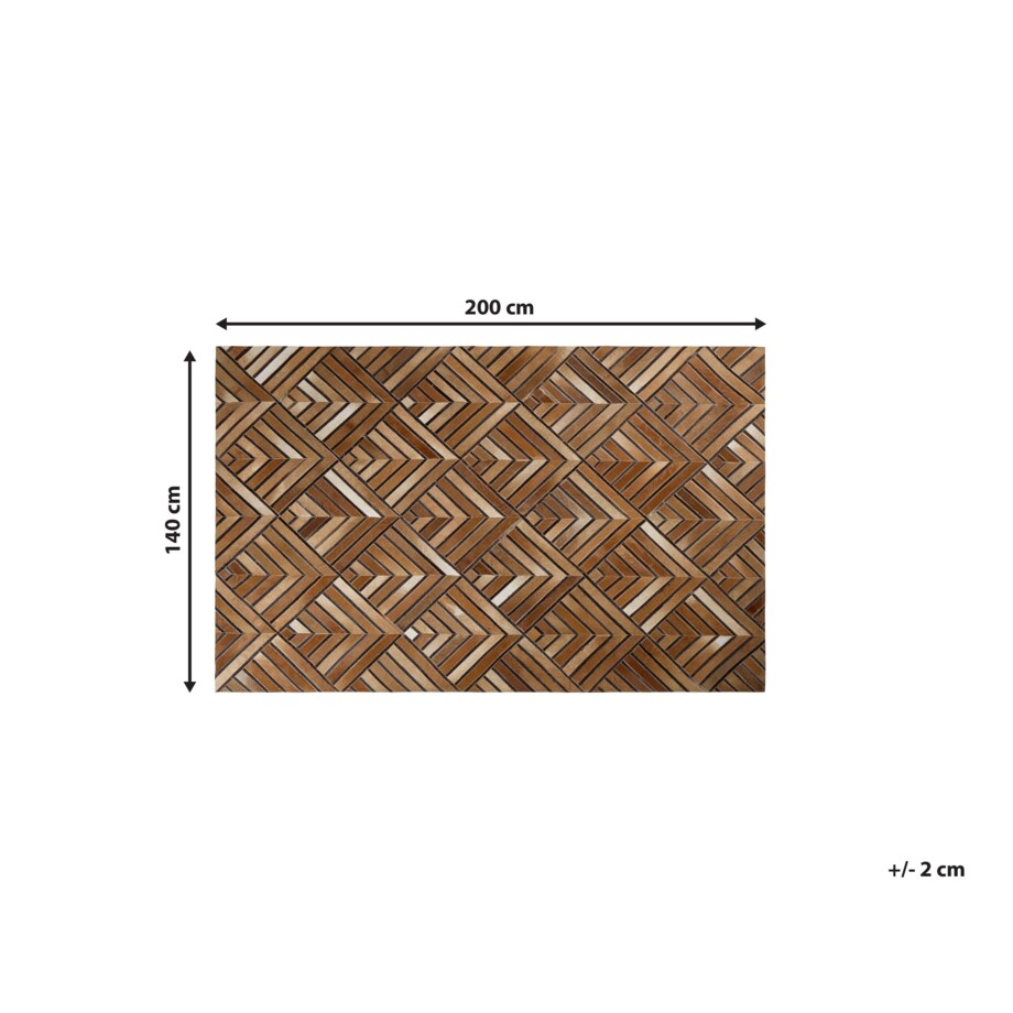 Dywan patchwork skórzany 140 x 200 cm brązowy TEKIR