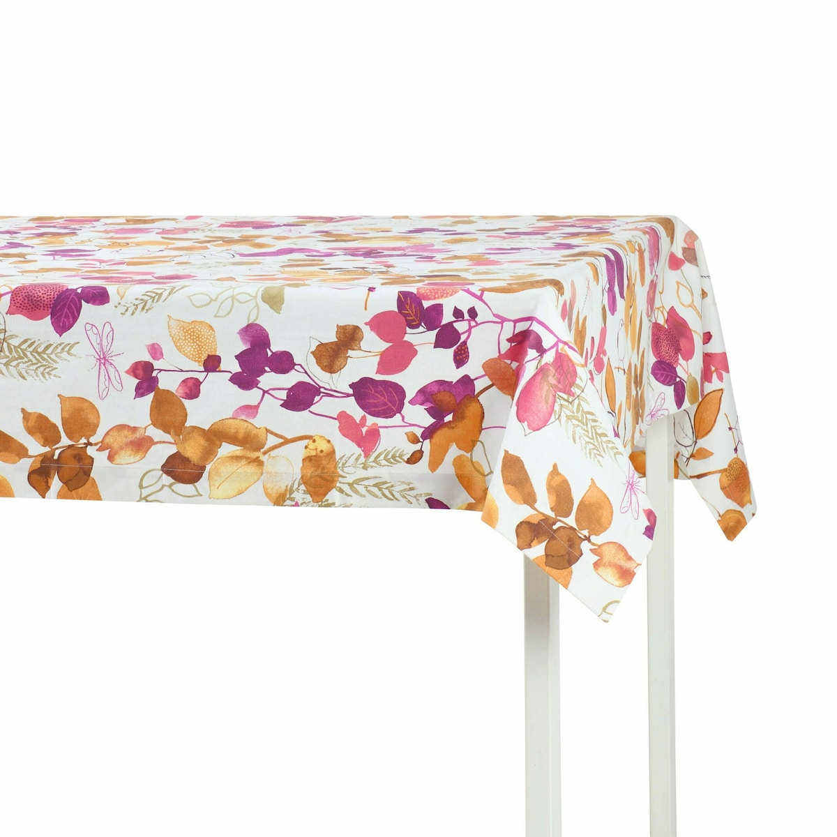 Obrus z motywem liści i ptaków Purple Sparrow – 130 × 300 cm