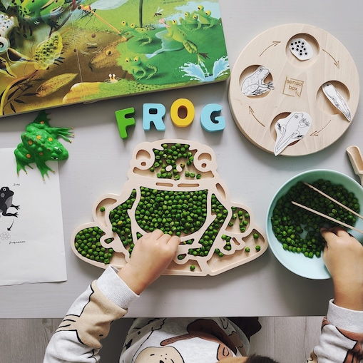 Drewniana wysypywanka sensoryczna Żaba