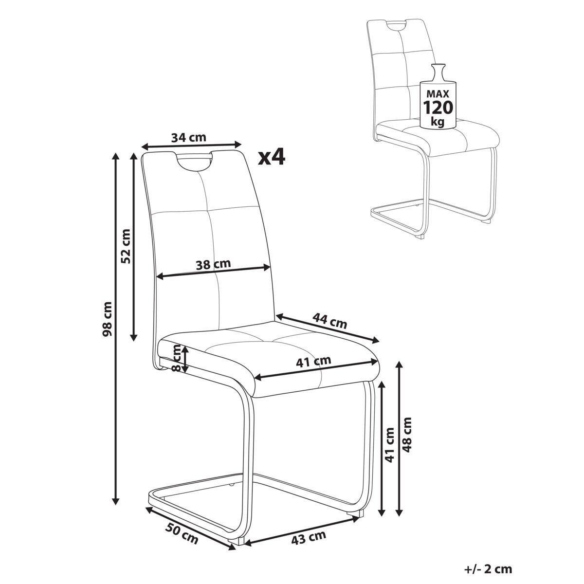 Zestaw 4 krzeseł do jadalni CISCO Jasnobeżowy