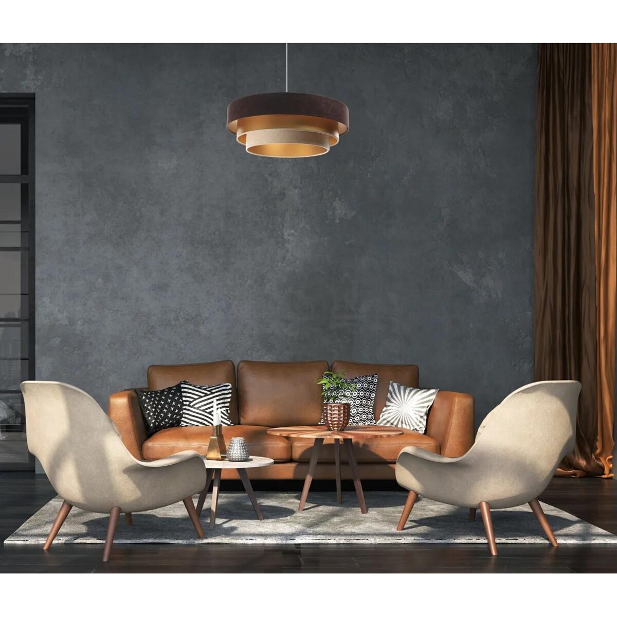 Lampa wisząca TRIO MIX brązowa/złota/beżowa