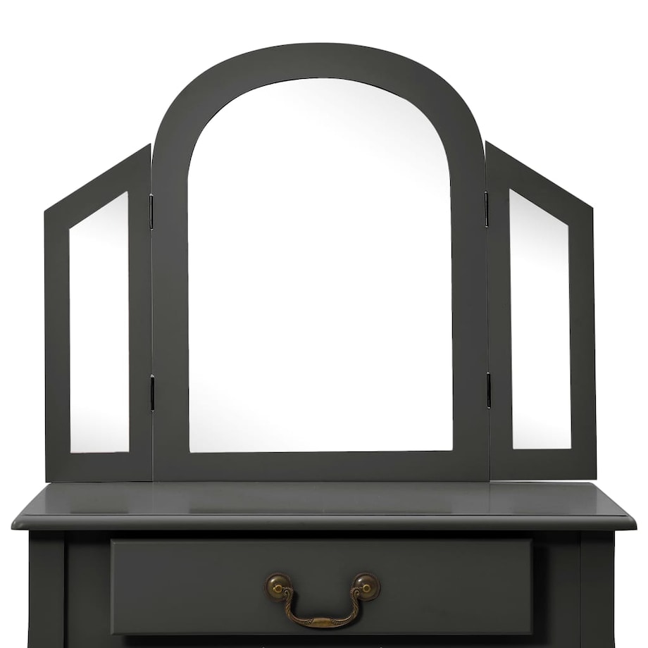 vidaXL Toaletka ze stołkiem, szara, 65x36x128 cm, drewno paulowni, MDF