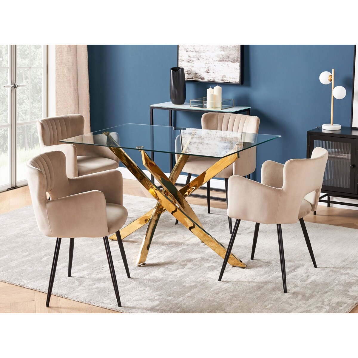 Stół do jadalni szklany 120 x 70 cm złoty MARAMO