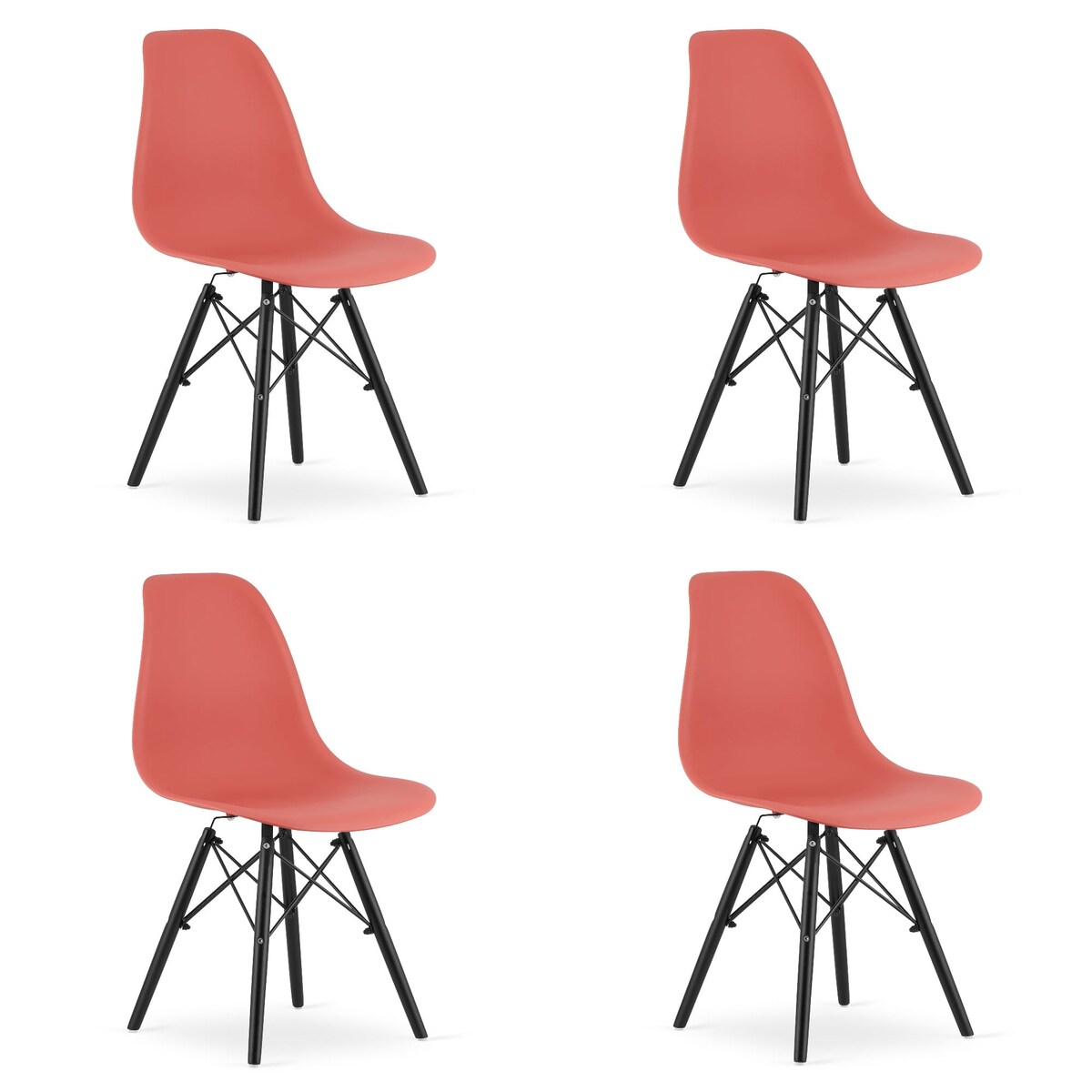 Krzesło Do Jadalni Kuchni Salonu Osaka Cynober / Nogi Czarne X 4