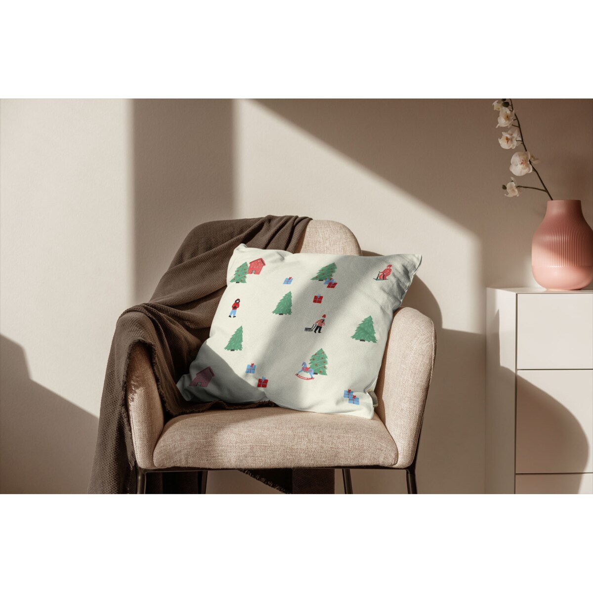 Poduszka świąteczna - Świąteczny pejzaż 45x45 cm