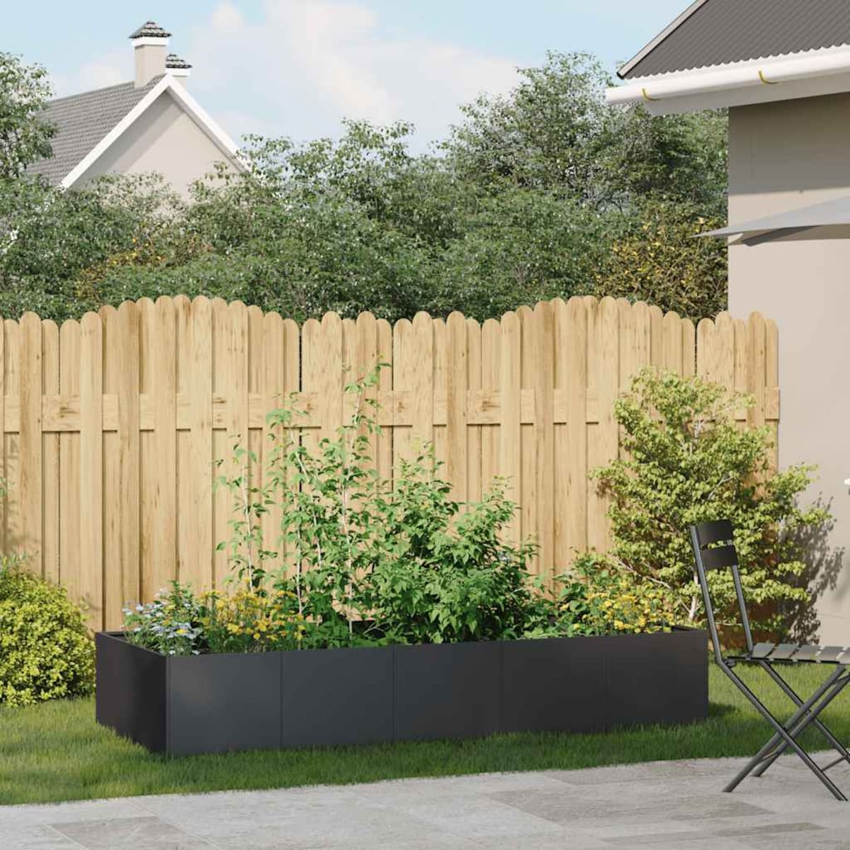 vidaXL Doniczka Czarna 200x80x40 cm Stalowa