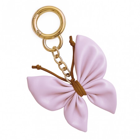 Brelok do kluczy skórzany MOTYL, KOKARDKA jasny fiolet BRL367FIO