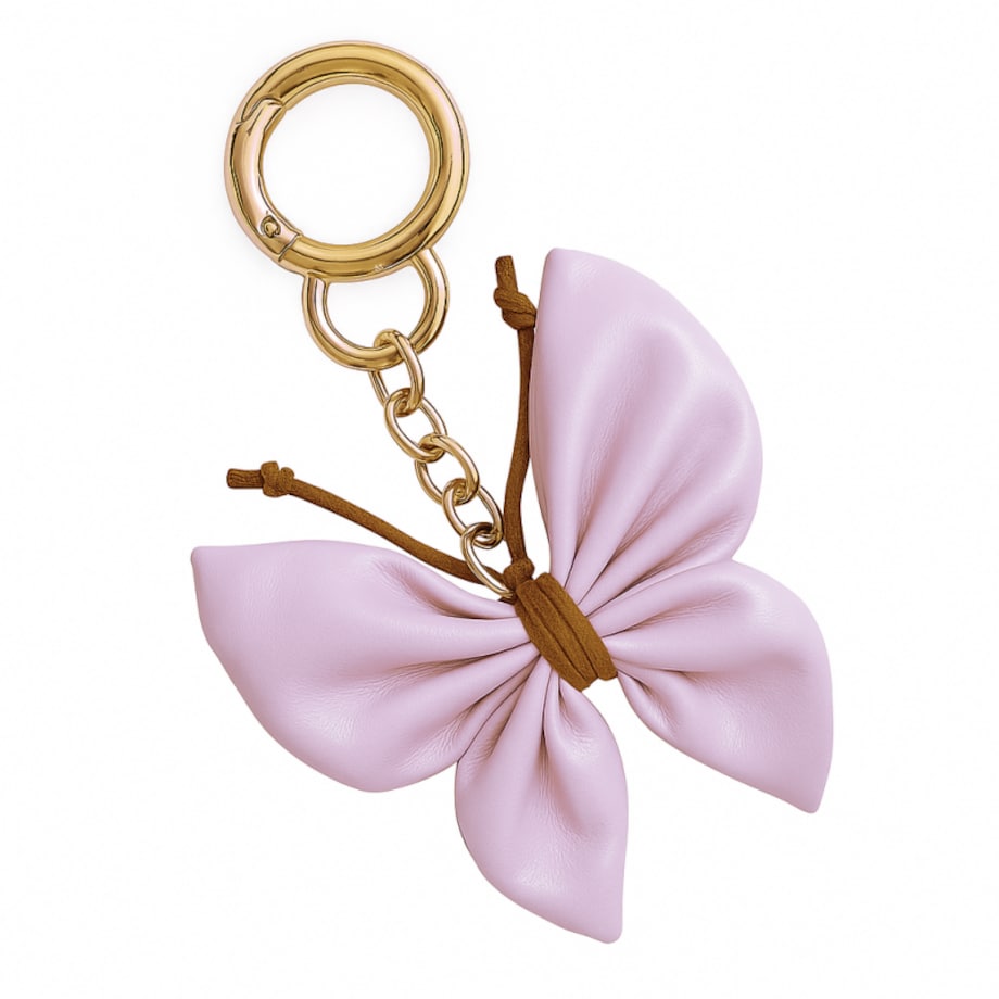 Brelok do kluczy skórzany MOTYL, KOKARDKA jasny fiolet BRL367FIO