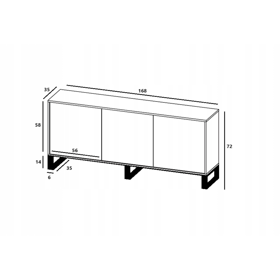 Komoda Loft Szafka RTV Industrialna Dąb Wotan Czarny MAT 168 cm