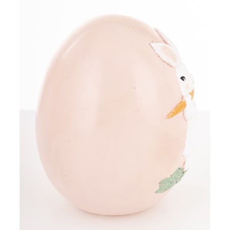Dekoracja - jajko ozdobne 12x9x9 cm PISANKA różowa z królikiem