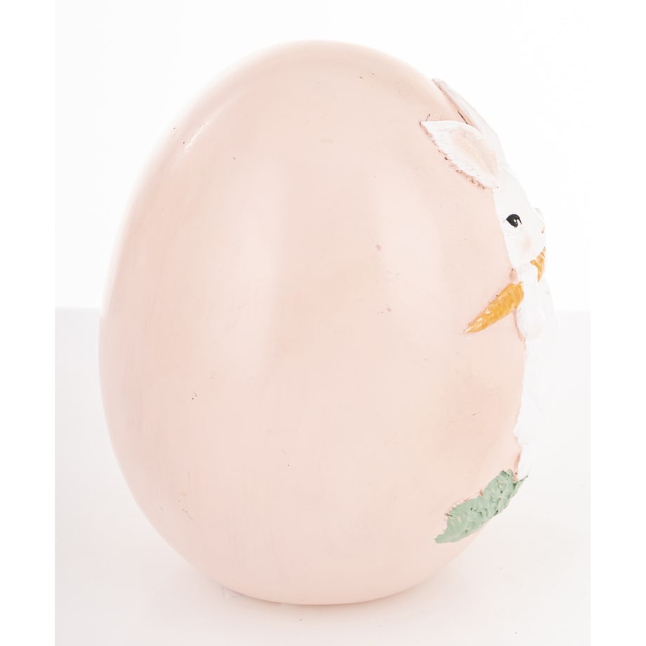 Dekoracja - jajko ozdobne 12x9x9 cm PISANKA różowa z królikiem