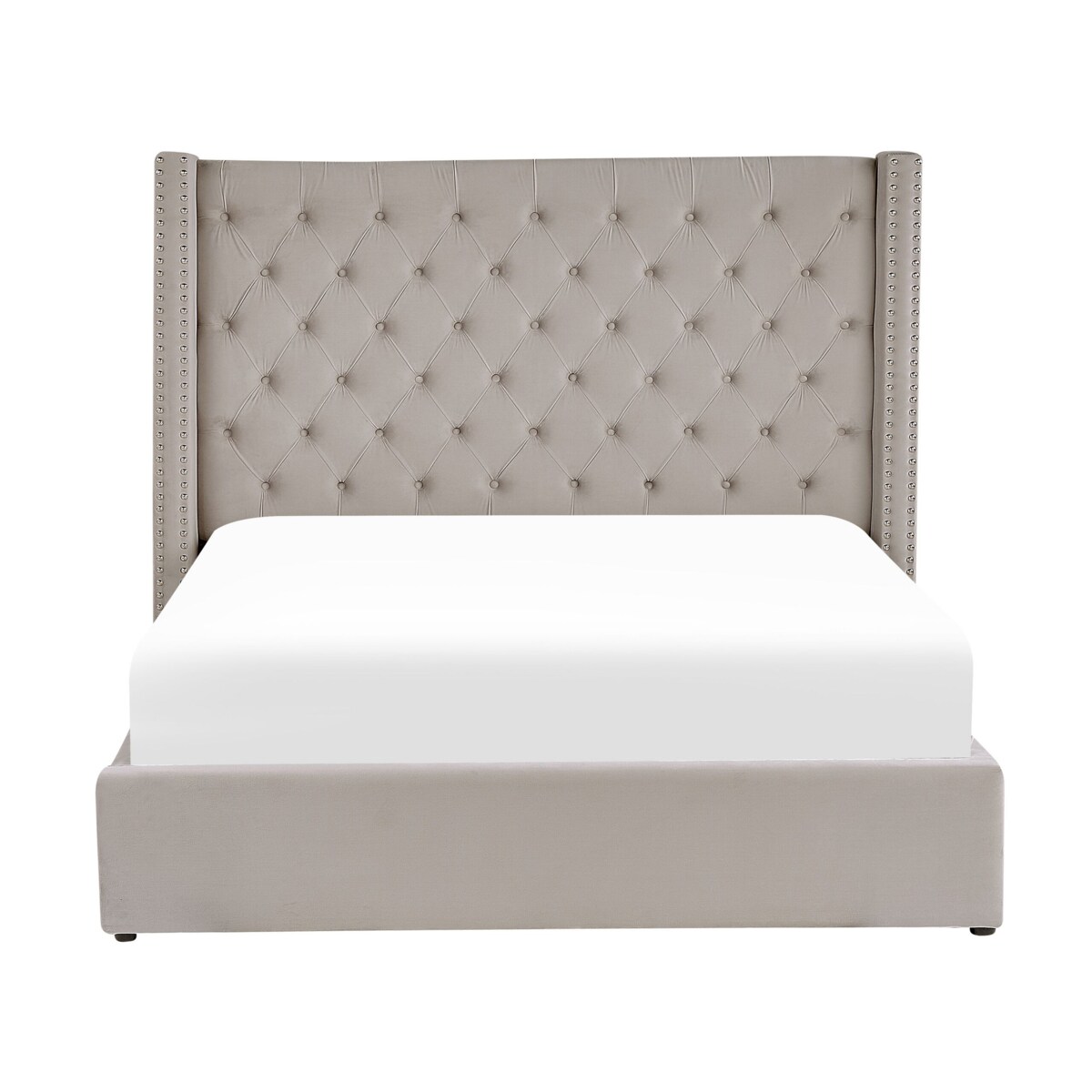 Łóżko z pojemnikiem welurowe 180 x 200 cm jasnoszare LUBBON