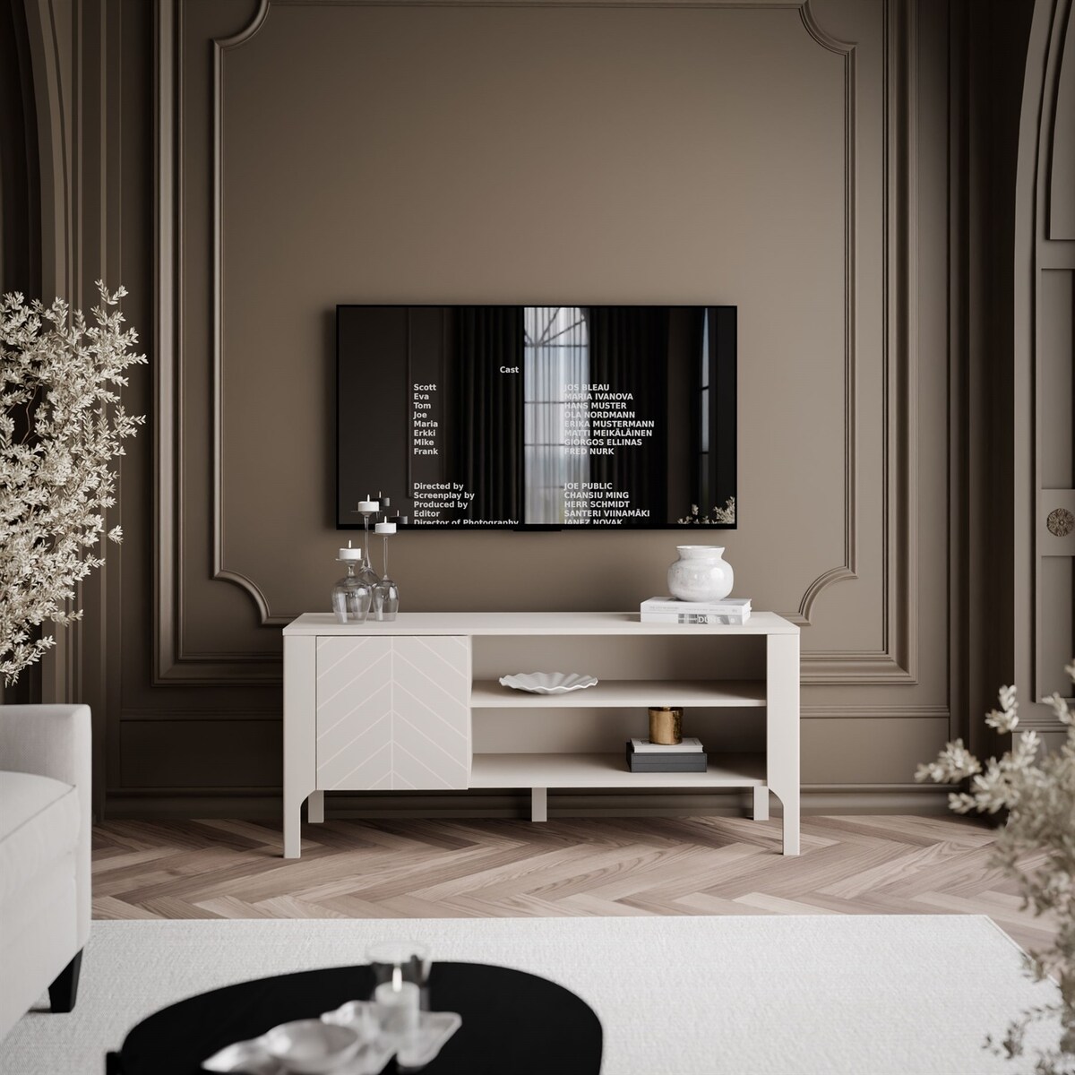 Szafka RTV LUMI 135 cm, kaszmir