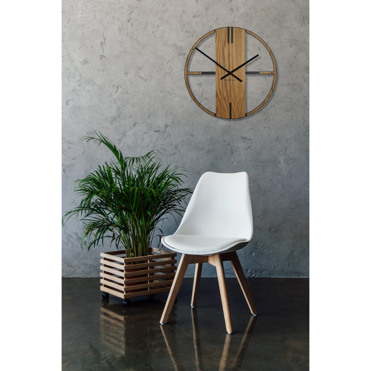 Drewniany zegar ścienny dębowy Unique 50cm