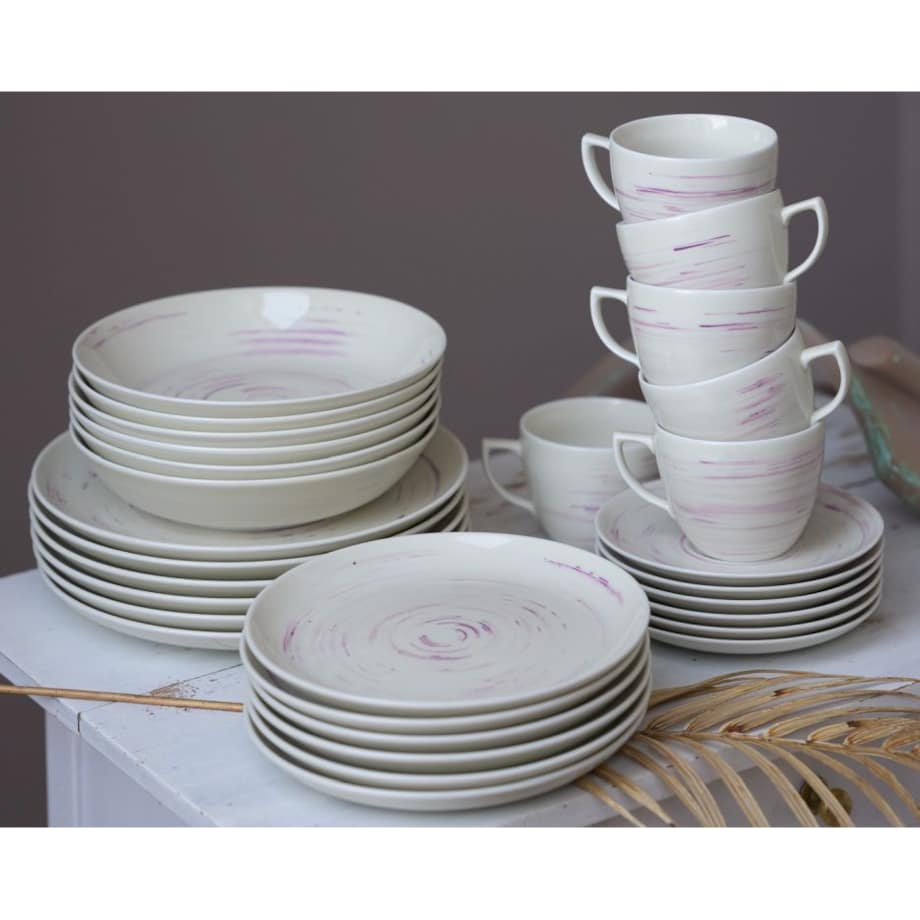 Zestaw talerzy dla 6 osób 18 el. City Wiśniowy Mus CT21