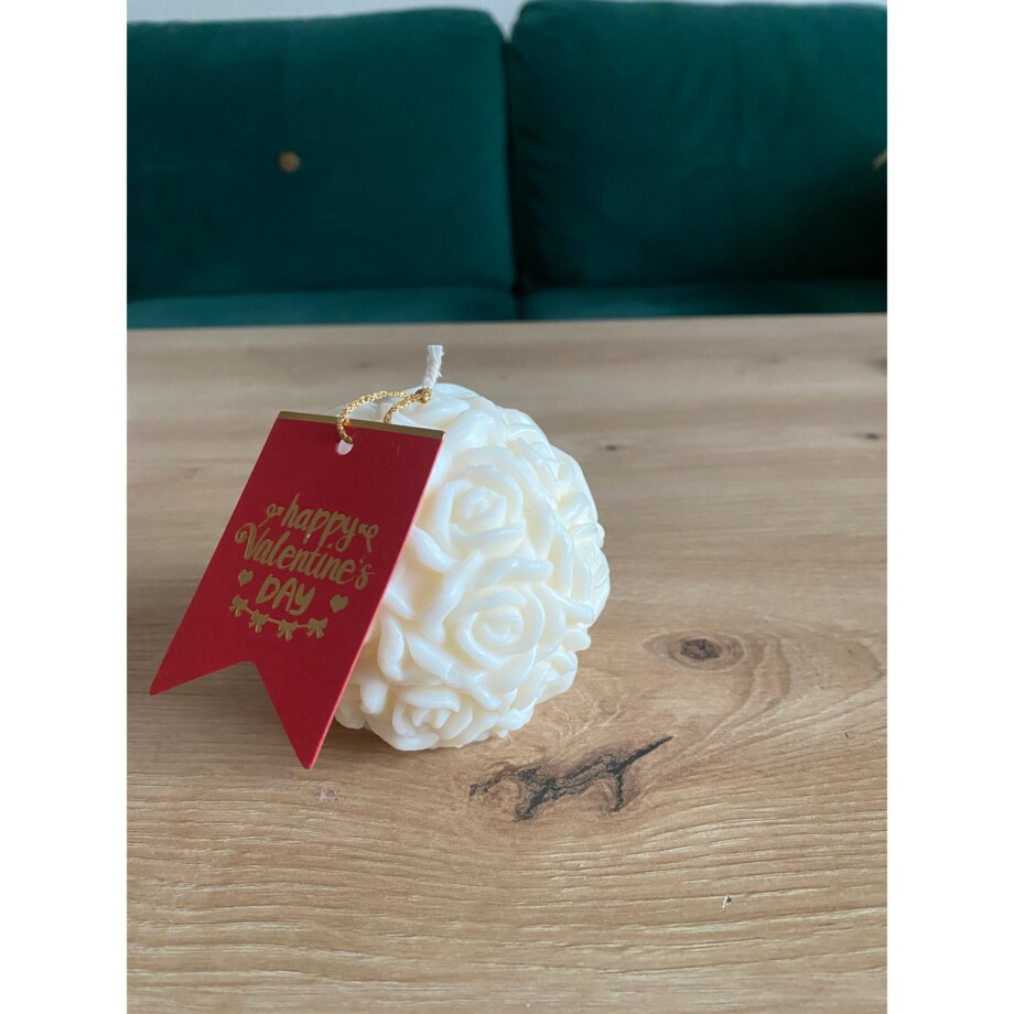 Różana kula duża świeczka sojowa dekoracyjna