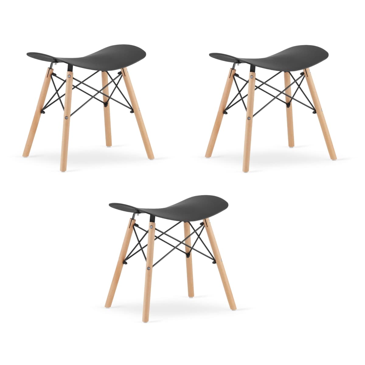 Taboret Korfu Krzesełko Do Kuchni - Czarny X 3