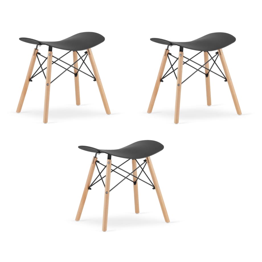 Taboret Korfu Krzesełko Do Kuchni - Czarny X 3