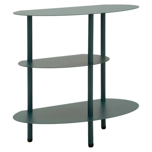 Stolik nocny SATURN, metalowy, morski, 49,5x27,5x49,5 cm