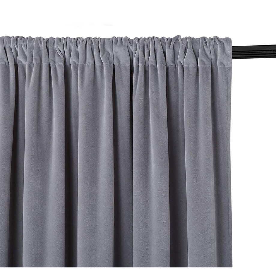 Zasłony gotowe na taśmie WELUROWE 140X250 Jasny szary